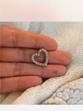 Heart Pave Crystal Pendant - Silver Heart Charm